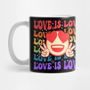 Groovy Love Is Love Hippie Face Rainbow LGBT Gay Ally Pride Mug